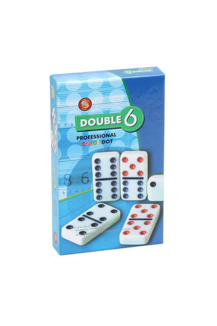 DOUBLE 6 COLOR DOT WHITE TILE DOMINOES